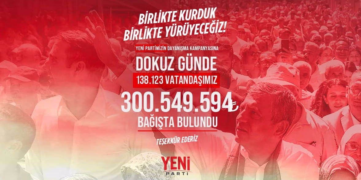 DAYANIŞMA KAMPANYAMIZA 9 GÜNDE 138 BİN 123 VATANDAŞIMIZ TARAFINDAN TOPLAM 300 MİLYON 549 BİN 594 TL BAĞIŞTA BULUNULMUŞTUR.